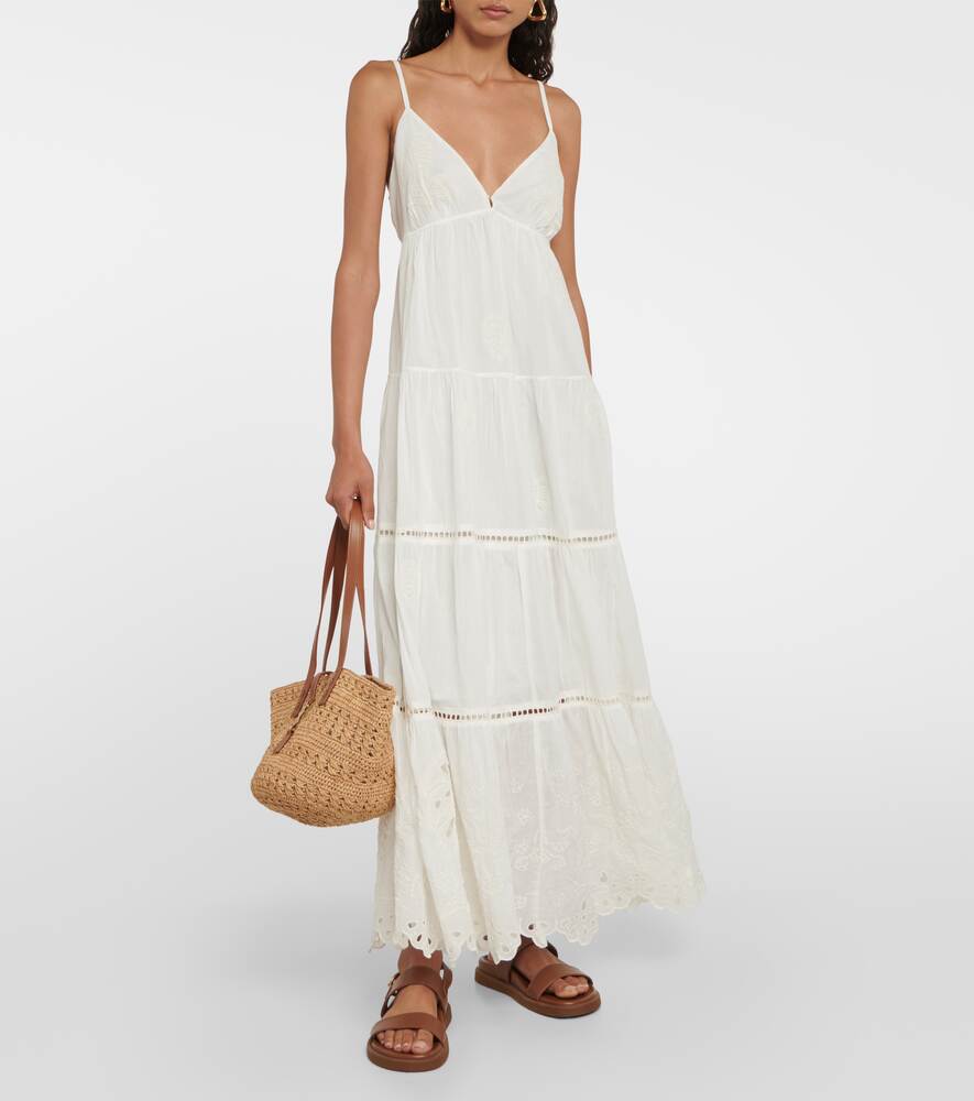 Michelle cotton maxi dress with VELVET embroidery, white