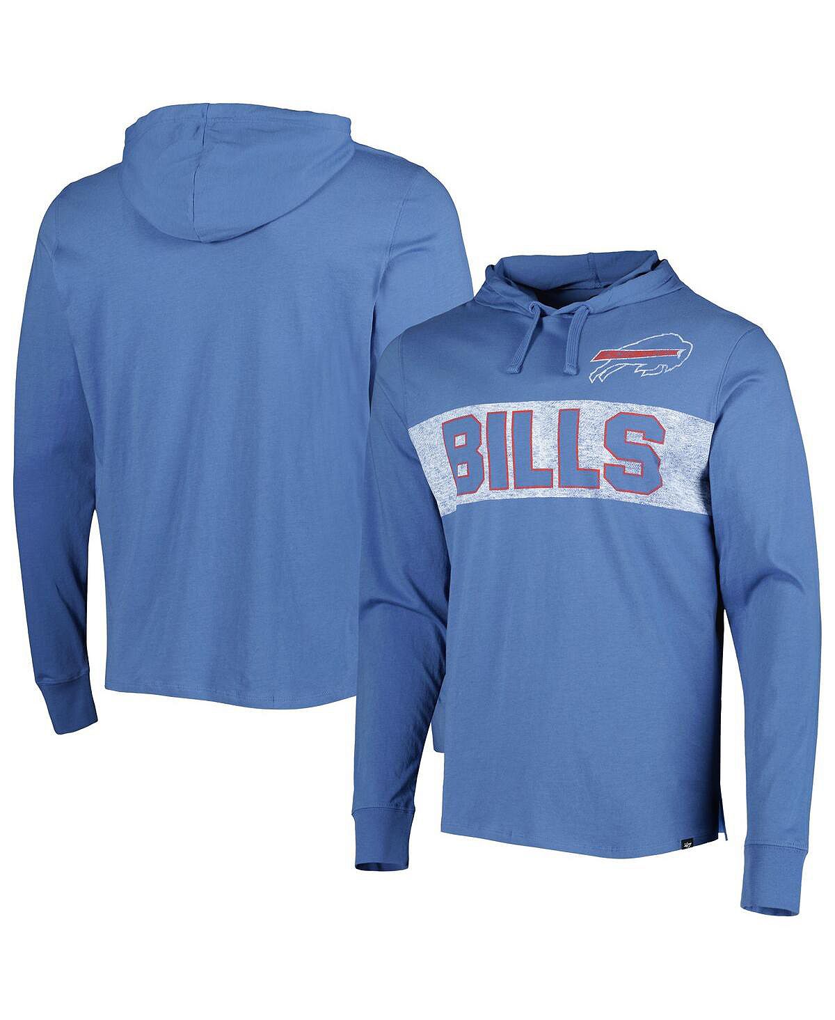 تي شيرت رجالي بغطاء رأس وأكمام طويلة من Royal Buffalo Bills Field Franklin '47 Brand