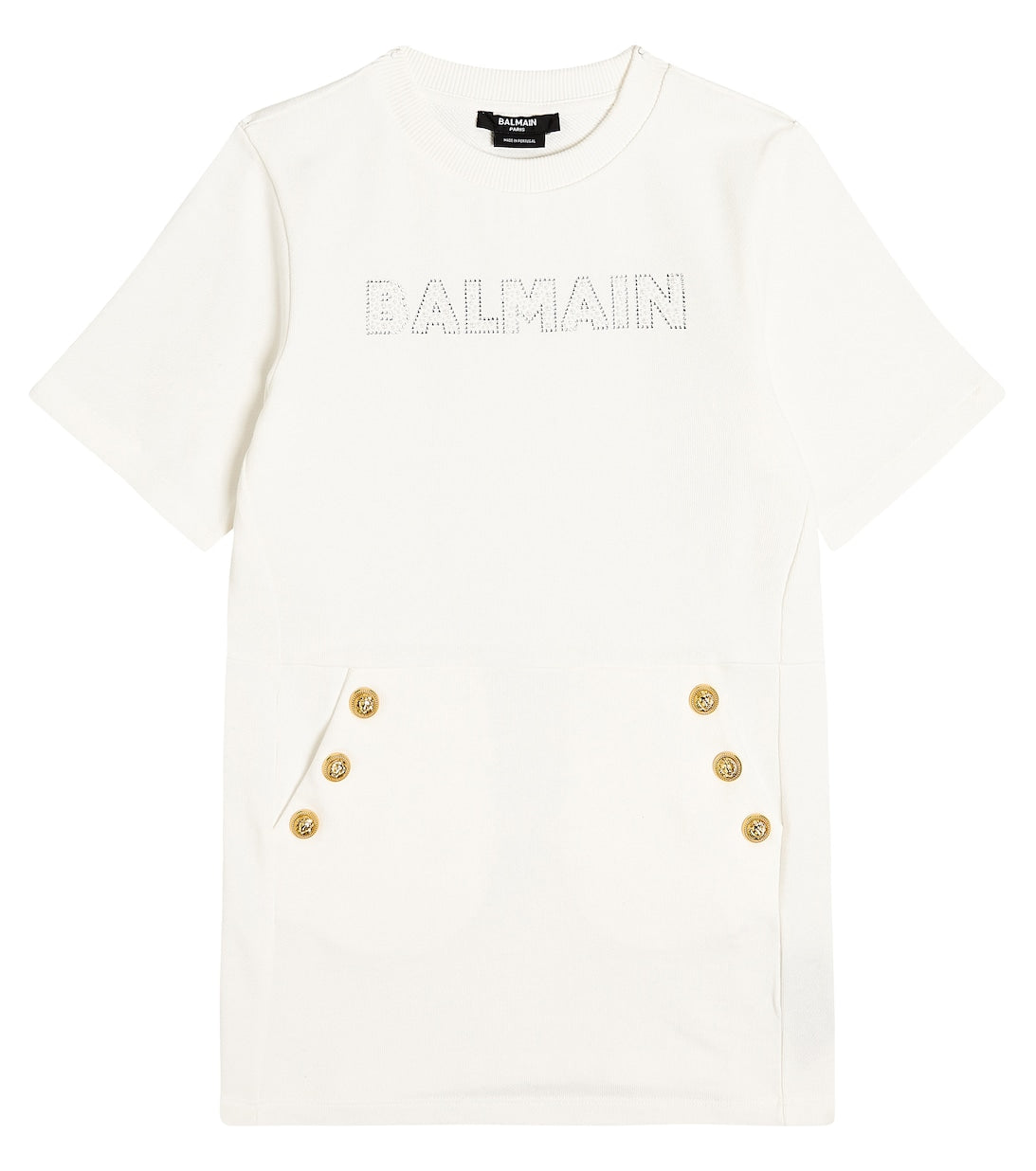 Balmain Cotton Jersey Button Down Dress, White