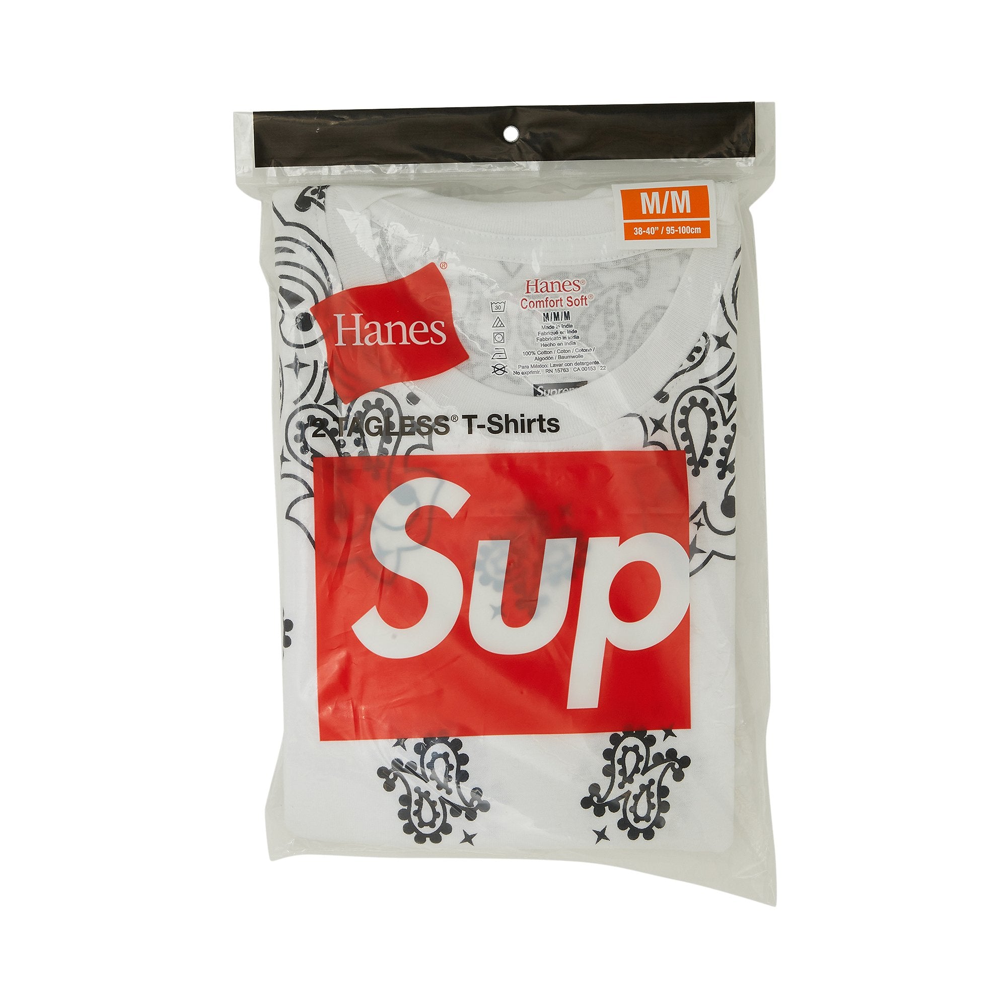 تي شيرتات Supreme x Hanes Tagless Bandana (عبوة من قطعتين)، باللون الأبيض