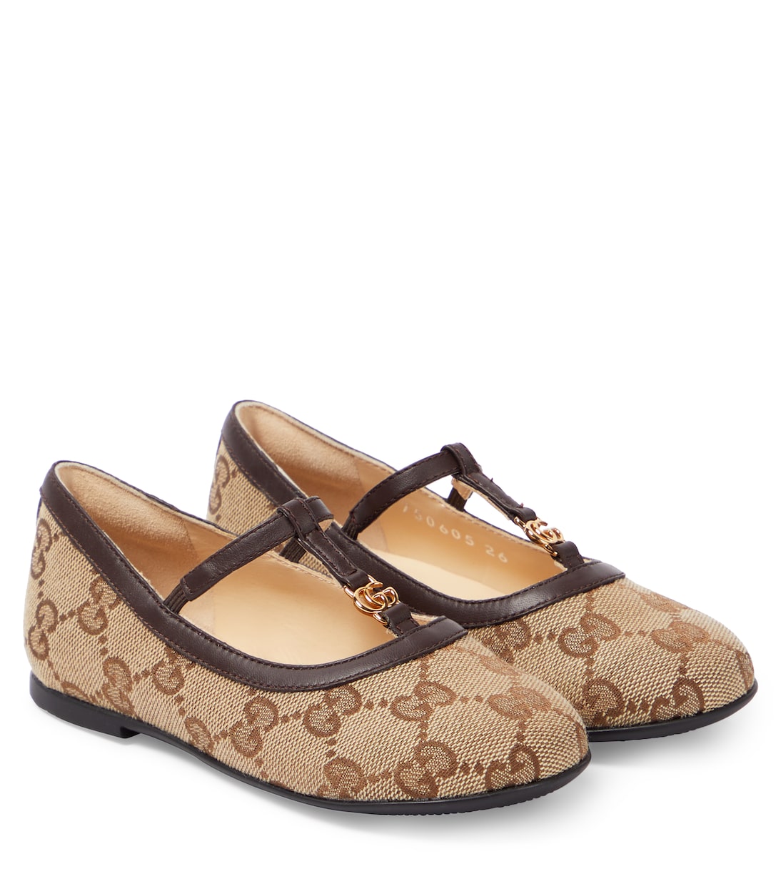 Gucci leather double g ballet flats, brown