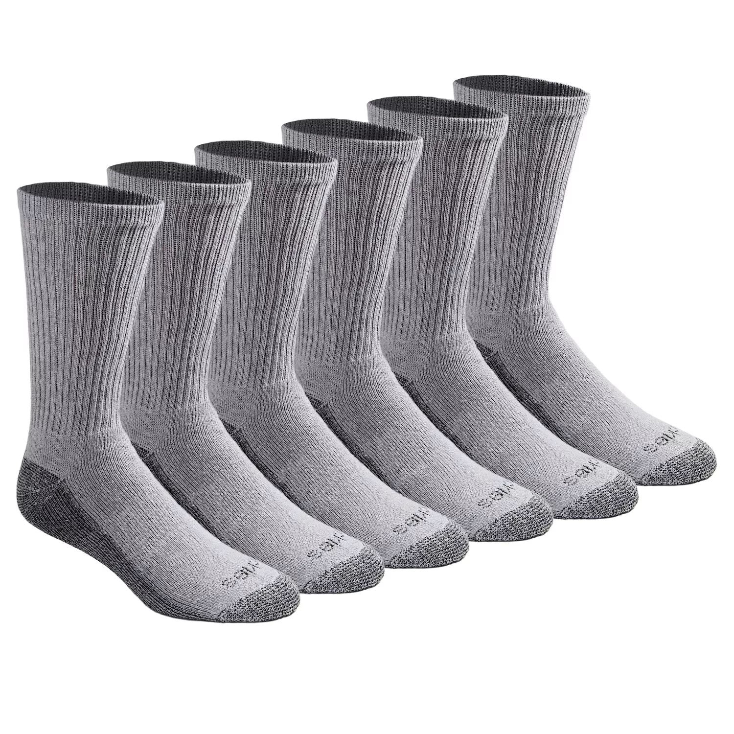 Dickies Men's Dri-Tech Comfort Moisture Control Socks 6 Pairs Crew Socks Gray