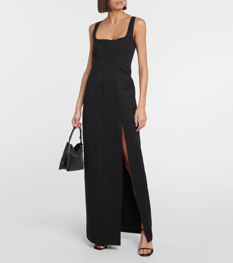 STAUD Cotton Blend Portrait Maxi Dress, Black