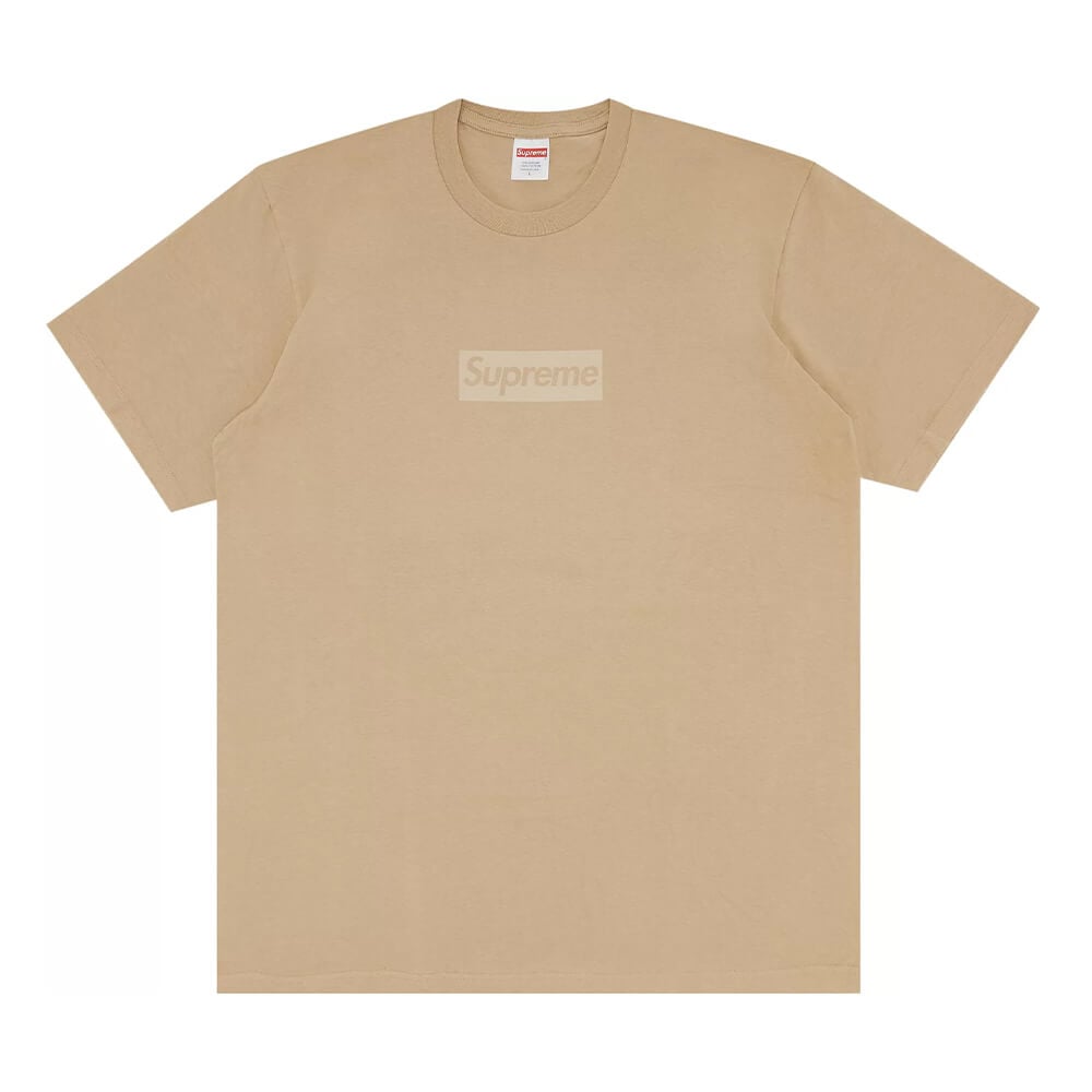 تي شيرت Supreme Tonal Box Logo، باللون البيج