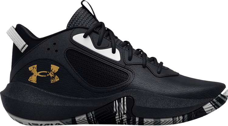 Under Armor Lockdown 6 GS Black Metallic Gold Sneakers, black