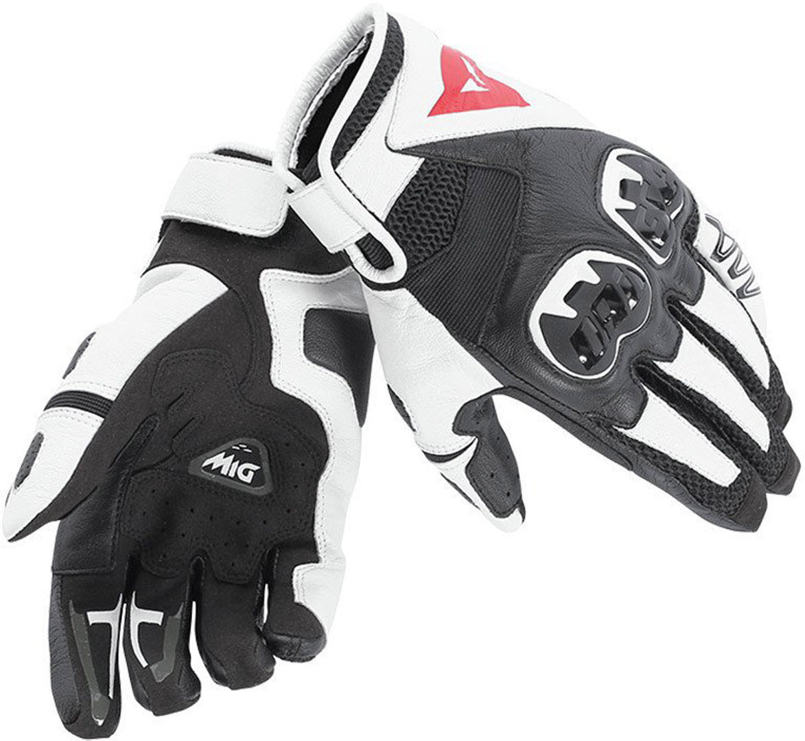 قفازات دراجات نارية Dainese Mig C2، أسود/أبيض