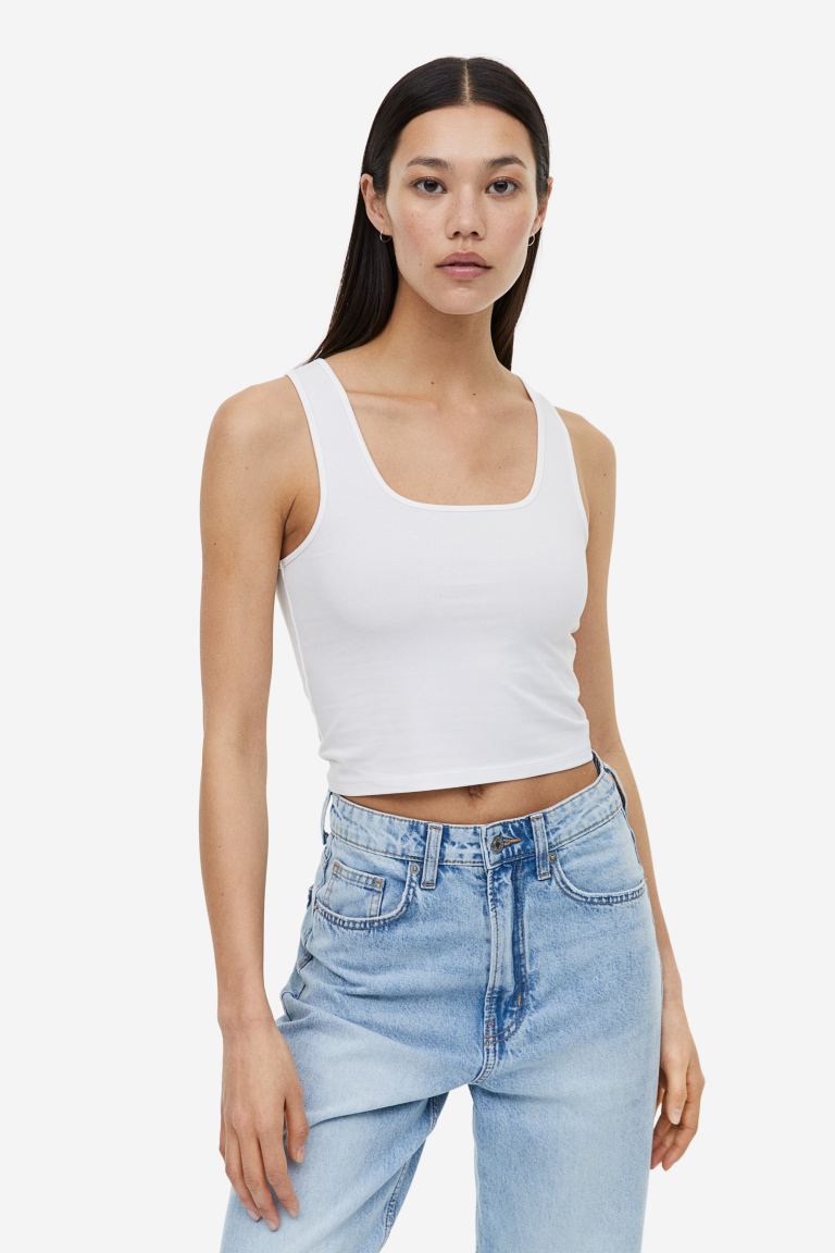 H&M cropped tank, white