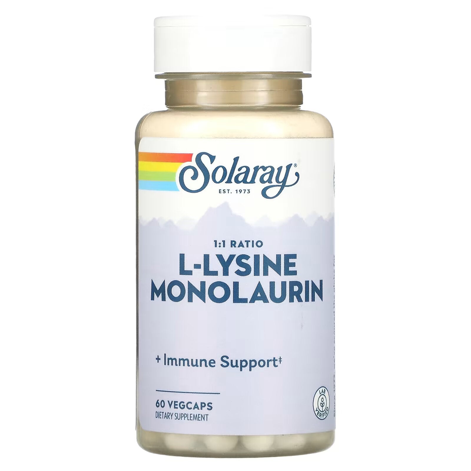 Solaray, L-Lysine and Monolaurin, 1:1 Ratio, 60 Vegetarian Capsules