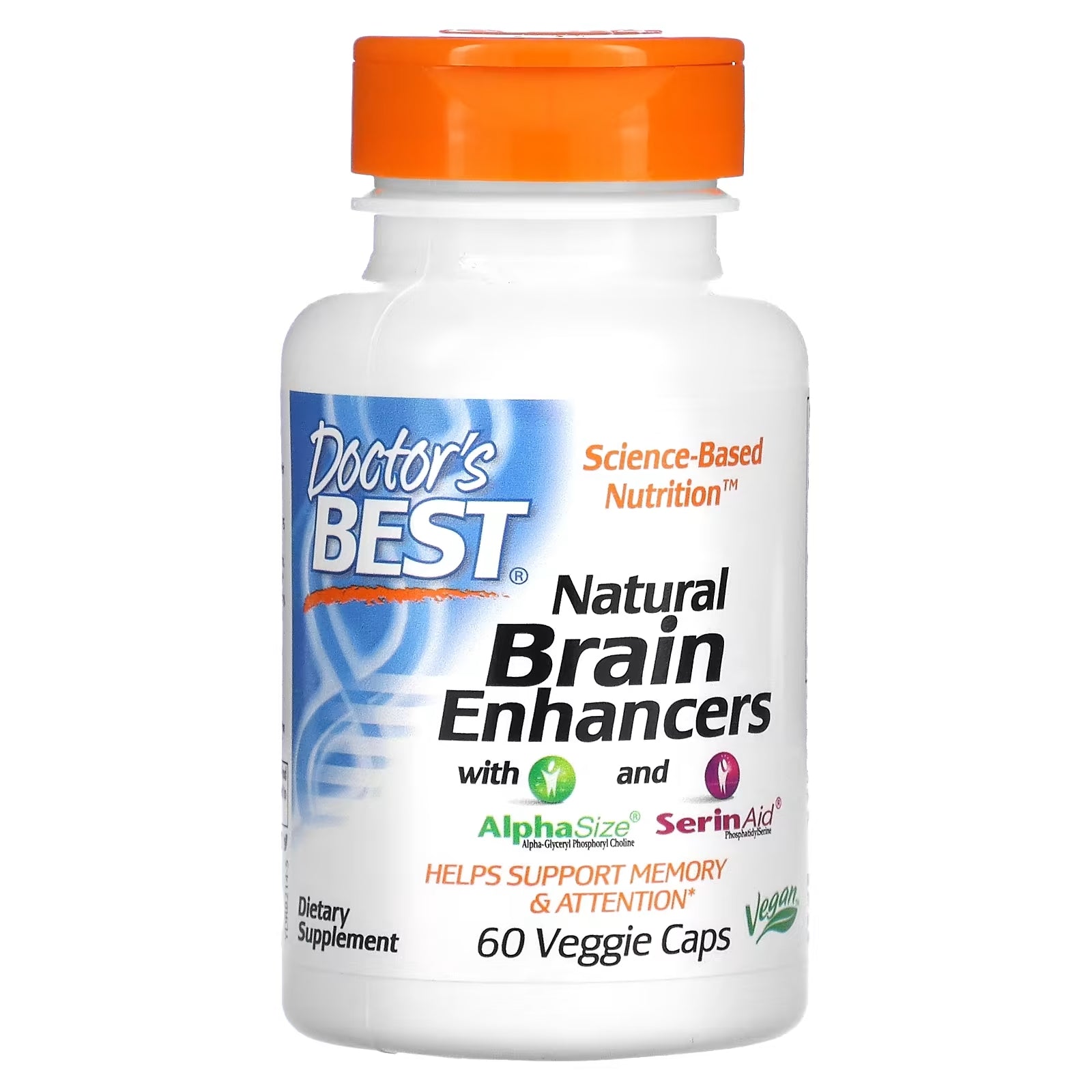 Doctor's Best Natural Brain Support Supplements with AlphaSize and SerinAid, 60 Vegetarian Capsules