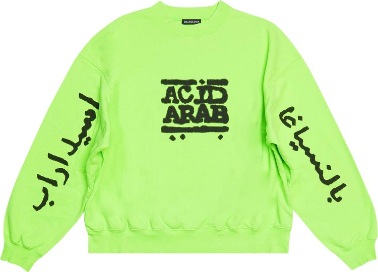 سويت شيرت Balenciaga Crewneck 'Fluo Green/Black'، باللون الأخضر