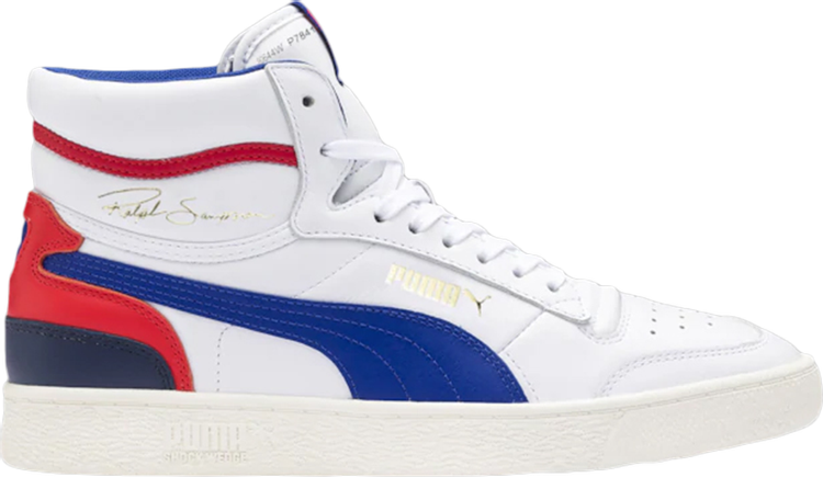 حذاء رياضي Puma Ralph Sampson Mid OG باللون الأبيض والأزرق والأحمر والأبيض