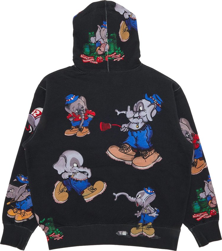 سويت شيرت Supreme Elephant Hooded Sweater 'Black'، أسود