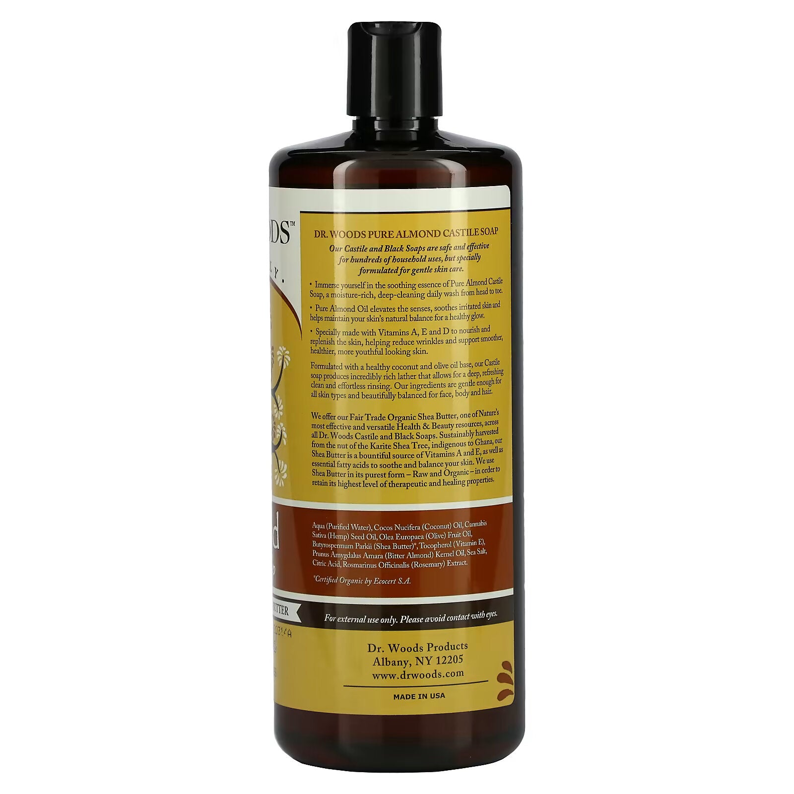 Dr.  Woods Almond Castile Soap with Shea Butter (Fair Trade) 946 ml (32 fl oz)