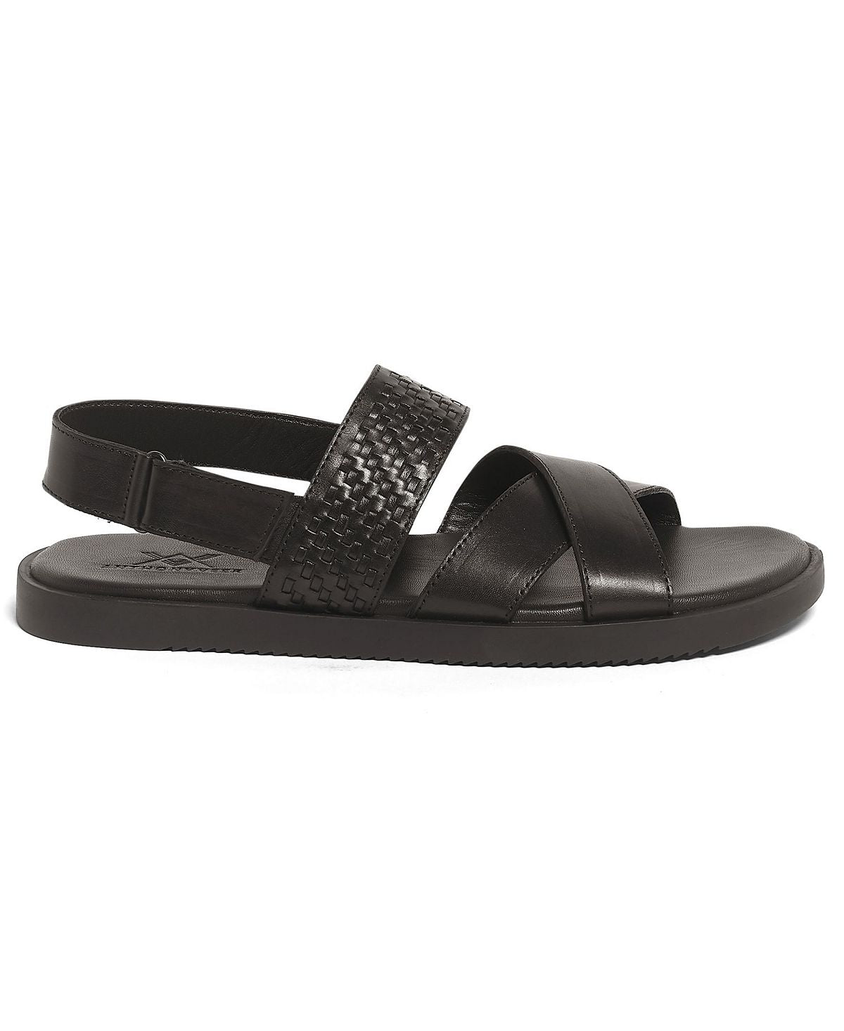 Anthony Veer Men's Comfort Cross Strap Mumbai Sandals Black