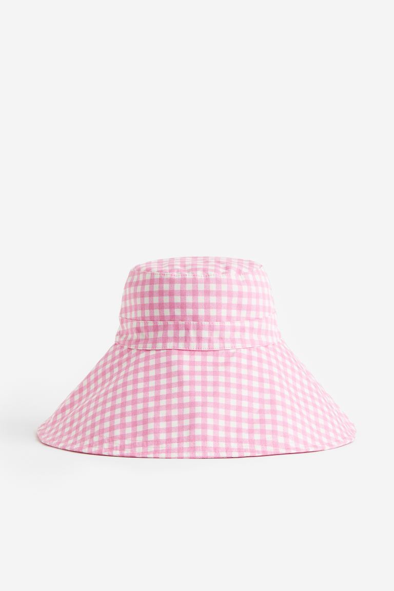 H&M cotton bucket hat, pink/checkered