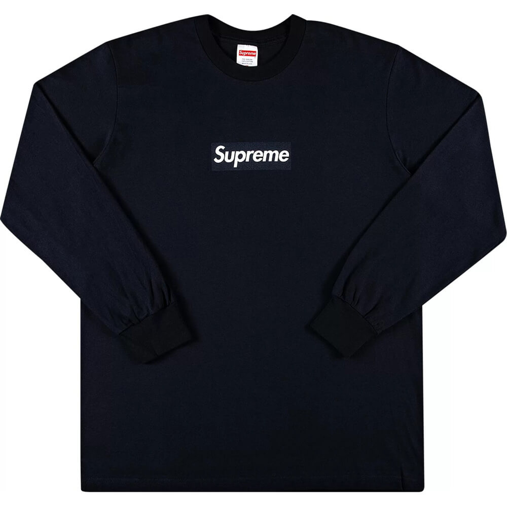 شعار Supreme Box بأكمام طويلة، أزرق غامق