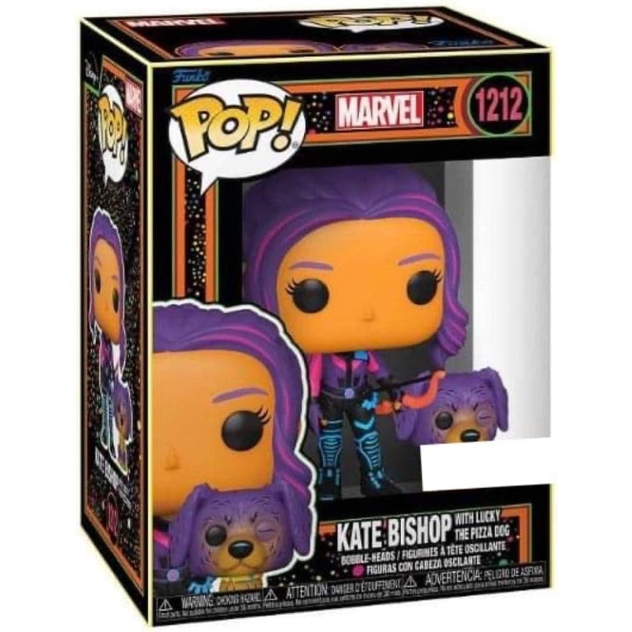 Kate Bishop and Lucky Funko POP Marvel Black Light MCU Glow Toy Figure Set 2 Piece