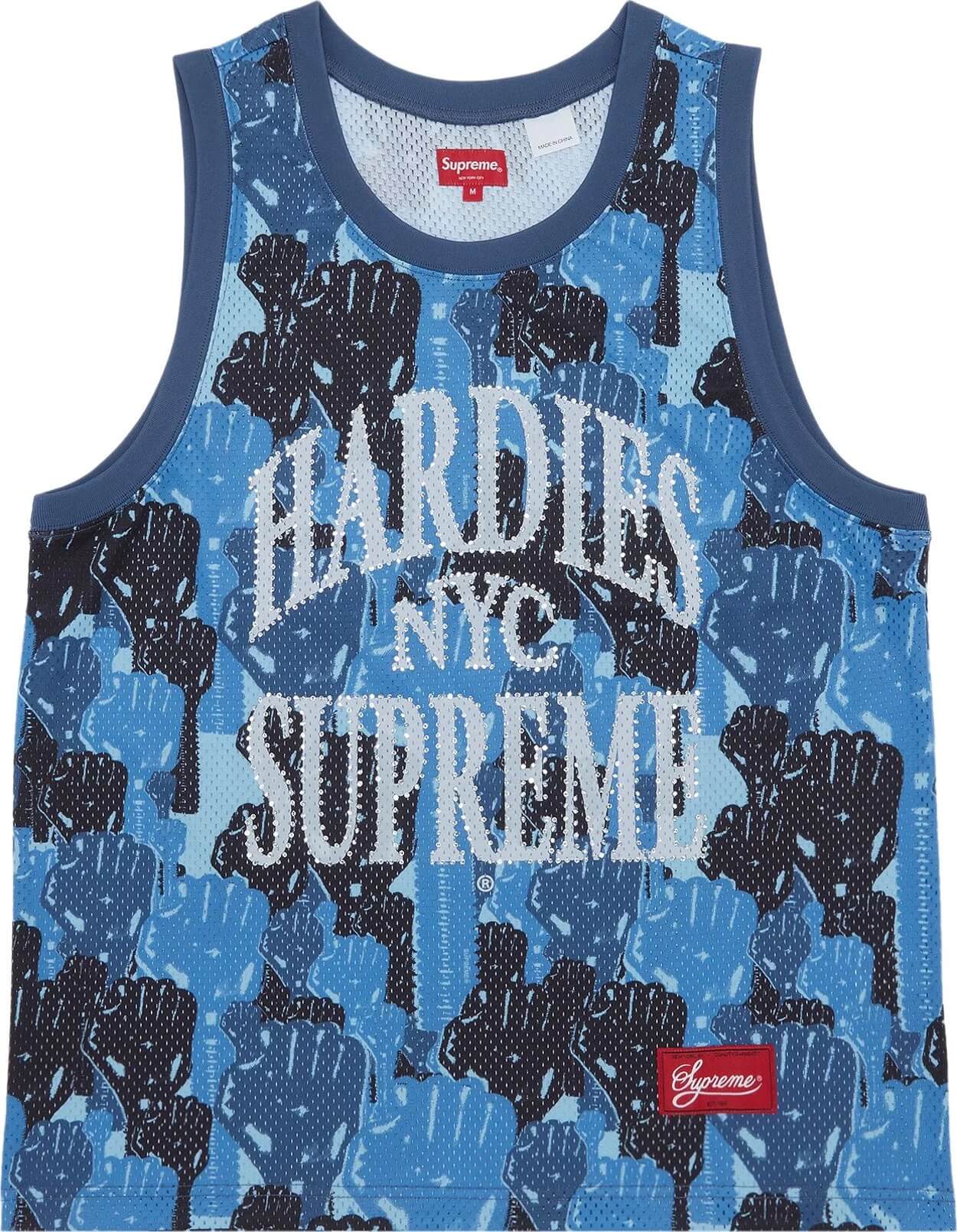 Supreme x Hardies Camo Basketball Jersey, Blue