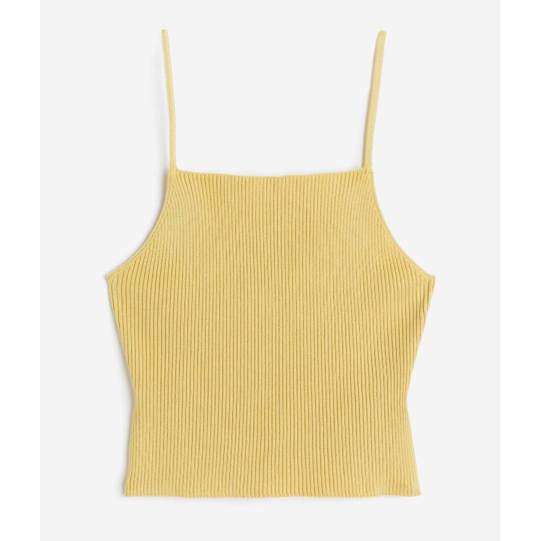 H&M Stretch Knit Top with Straps, Yellow