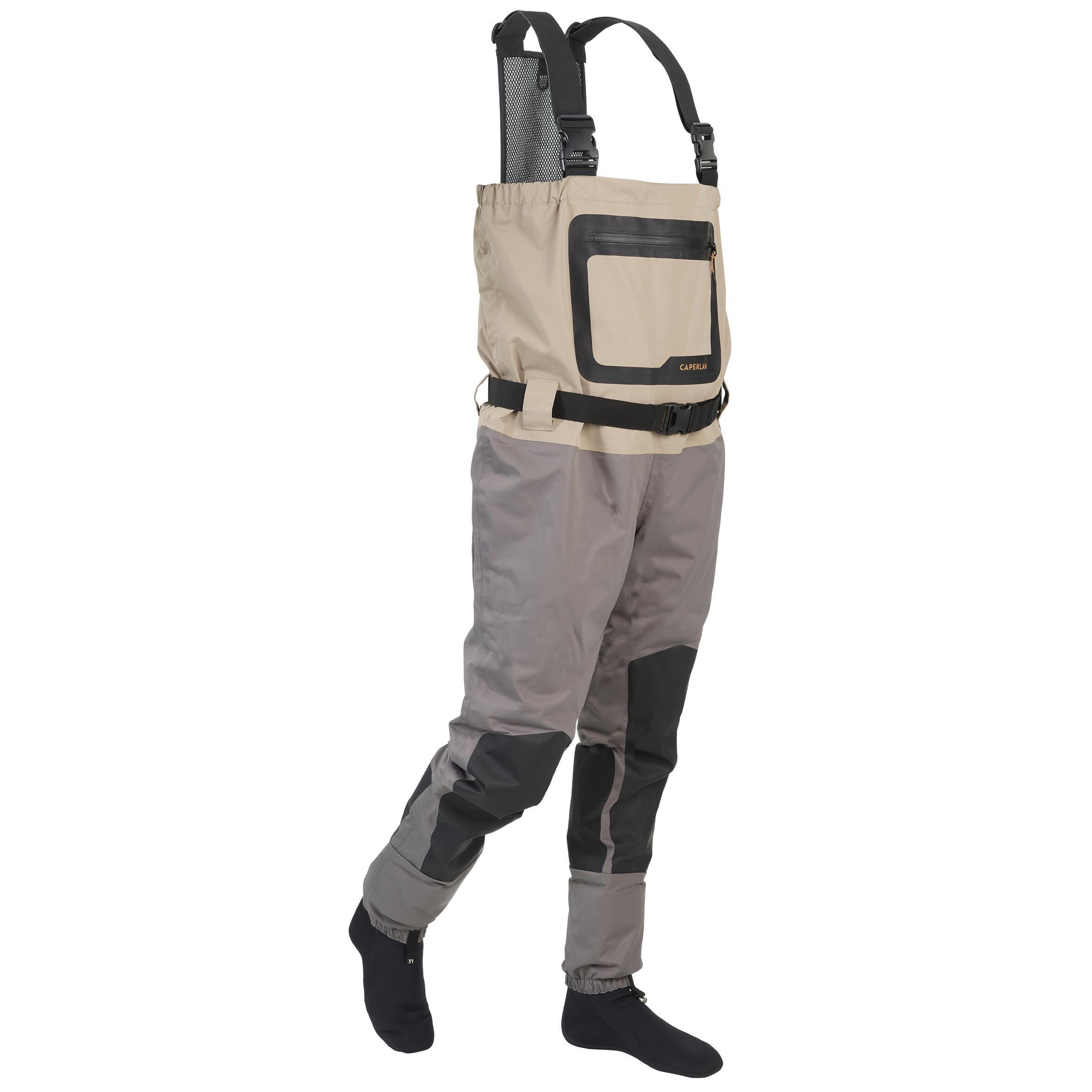 Waders 500 breathable with CAPERLAN neoprene socks, beige/light gray