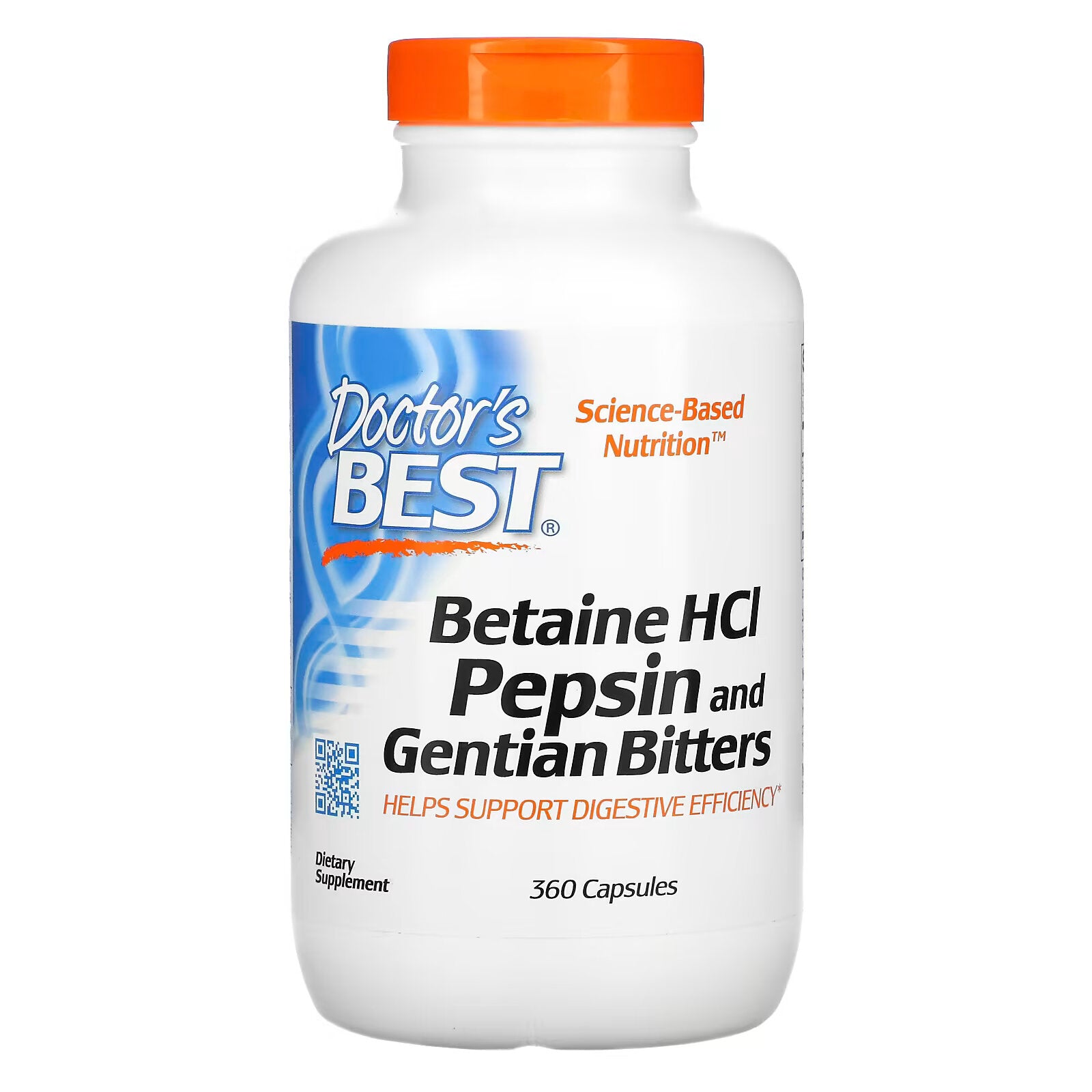 Doctor's Best bitters of betaine hydrochloride, pepsin and gentian, 360 capsules