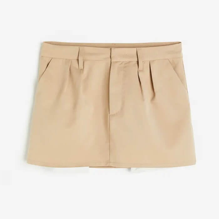 H&M Mini Twill Skirt, beige