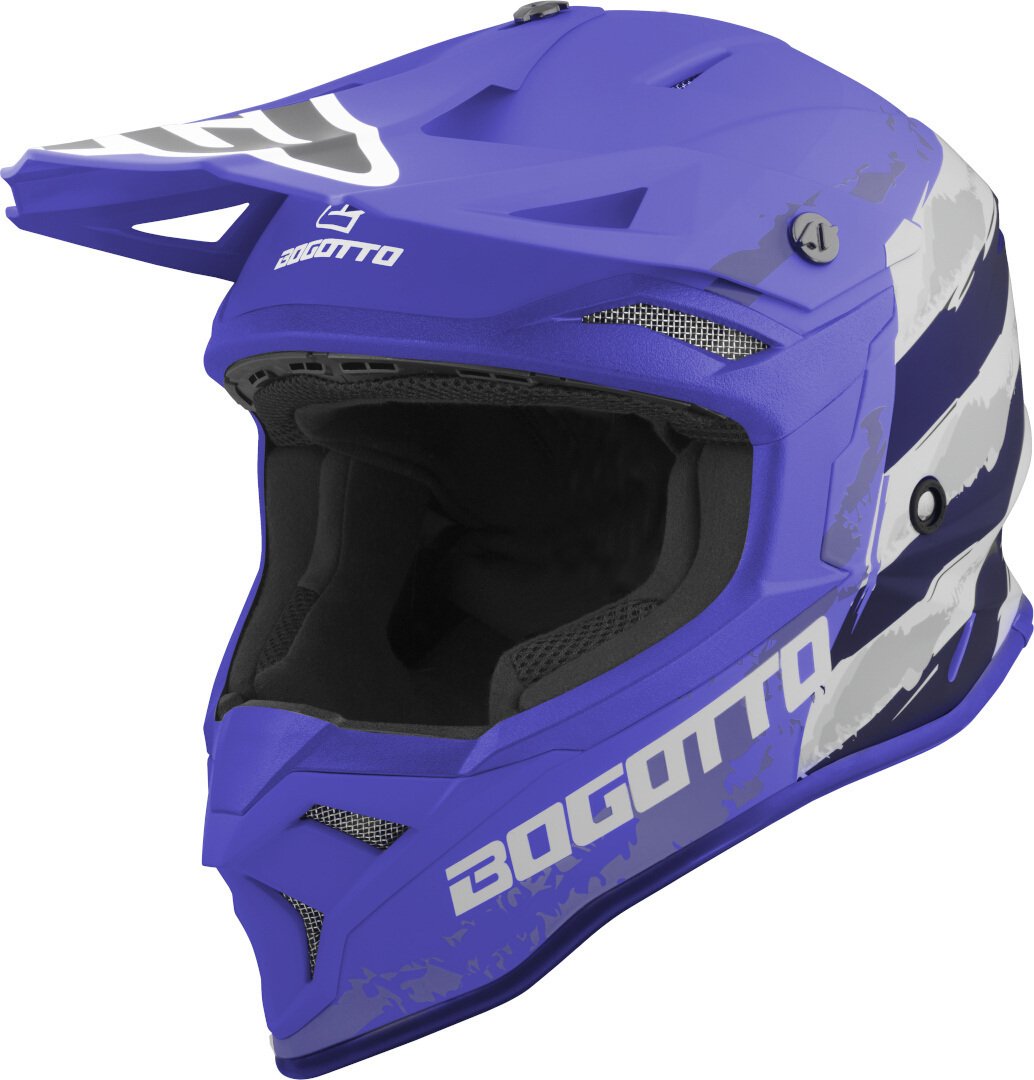 Bogotto V337 Wild-Ride Helmet with Removable Liner, Blue/Black/White