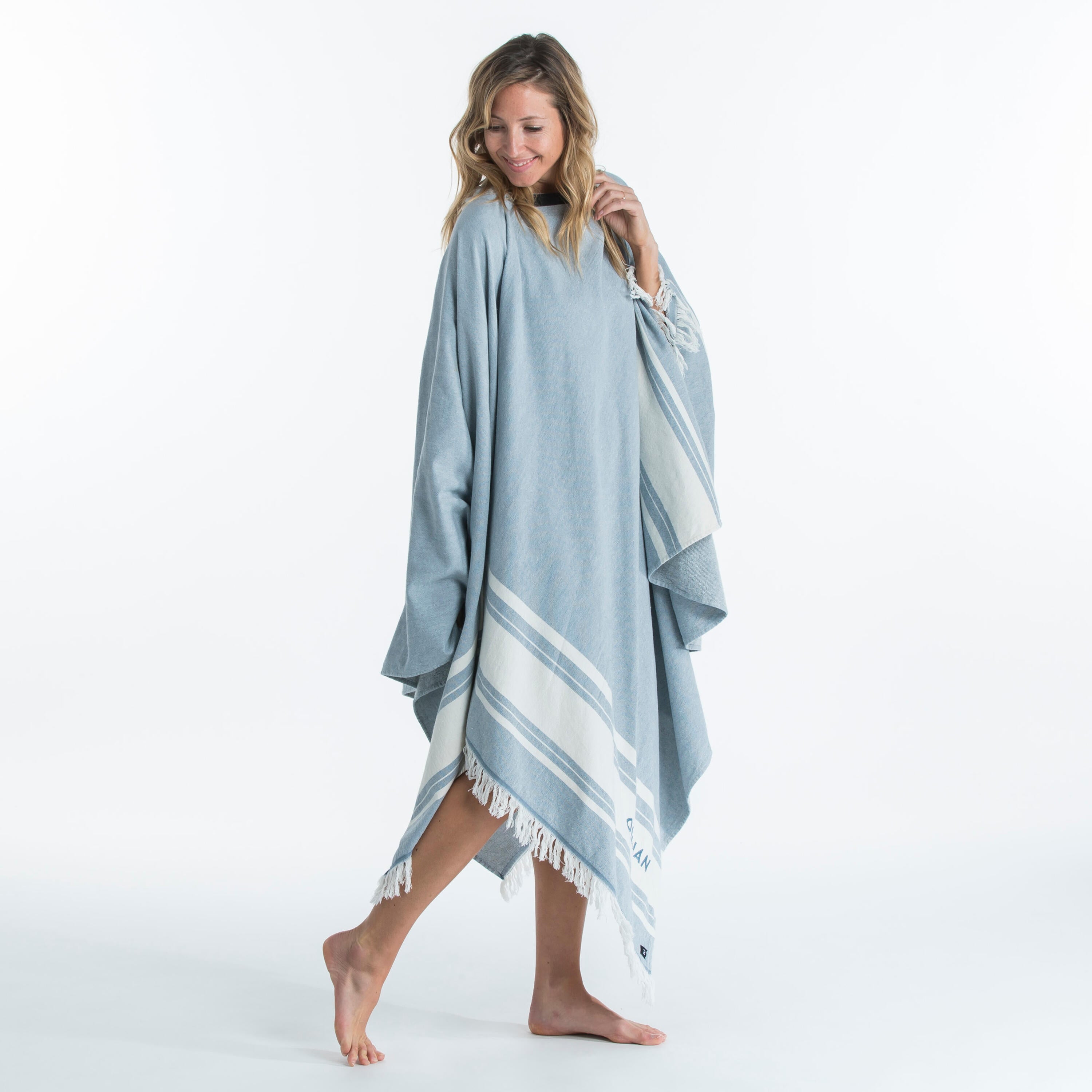 Towel Poncho 2XL 190 × 190 CM OLAIAN, blue-gray