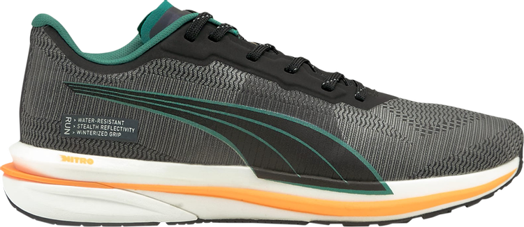 Puma Velocity Nitro WTR Black Orange Glow Sneakers, black