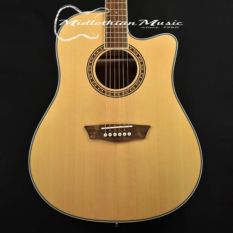 Washburn WD7SCE-A Acoustic/Electric Guitar - Natural Gloss Finish