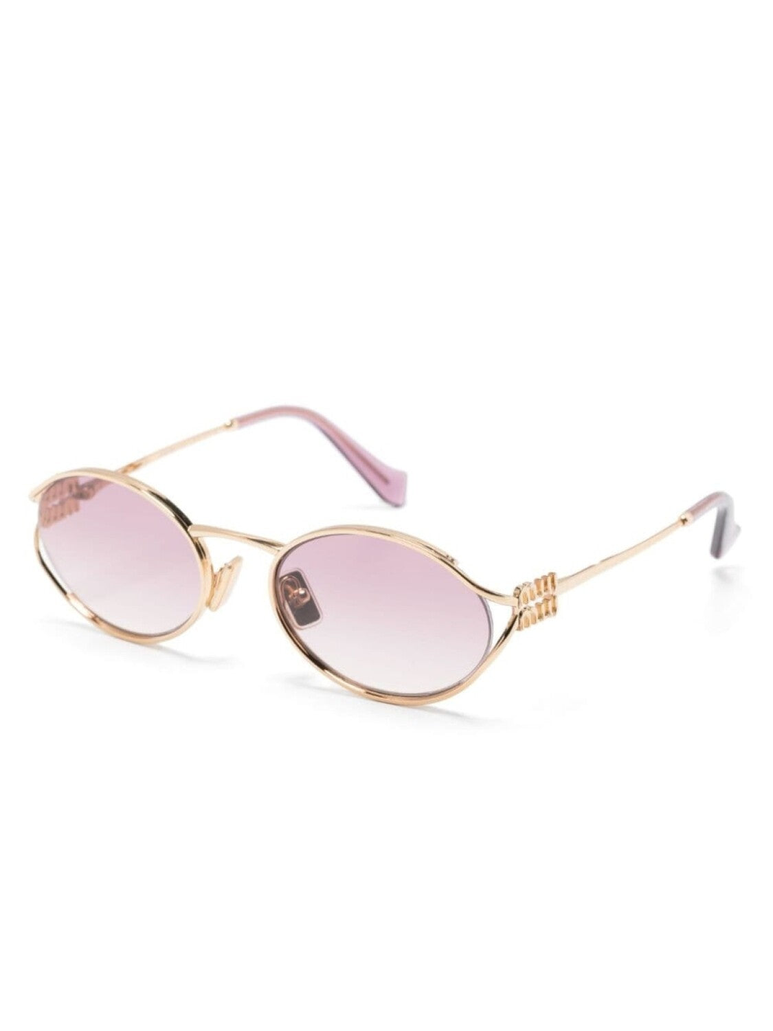 Miu Miu Eyewear Oval Frame Logo Sunglasses Gold