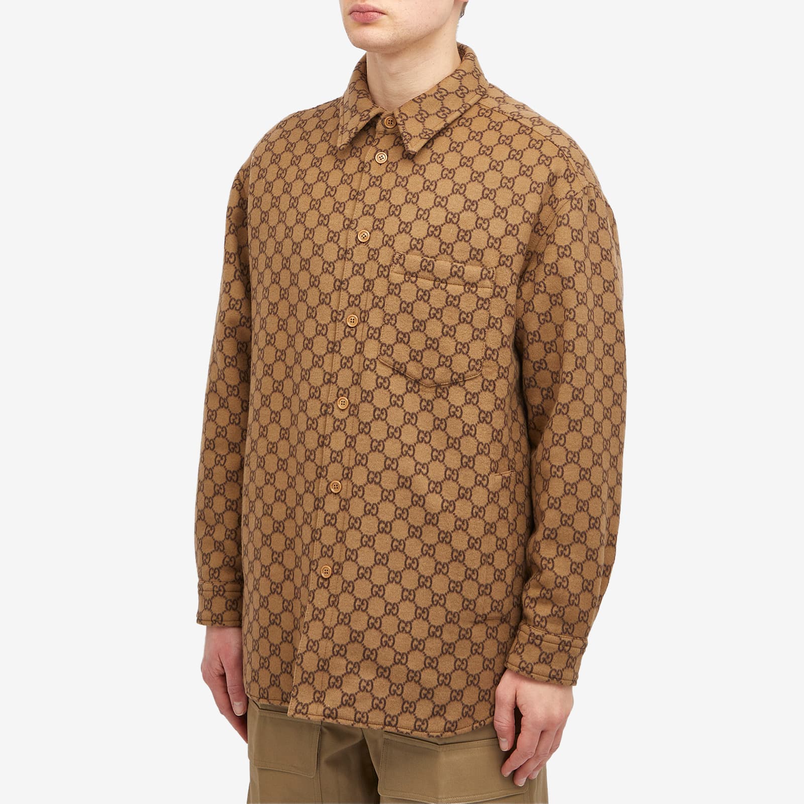 Gucci Gg Monogram Overshirt, Camel