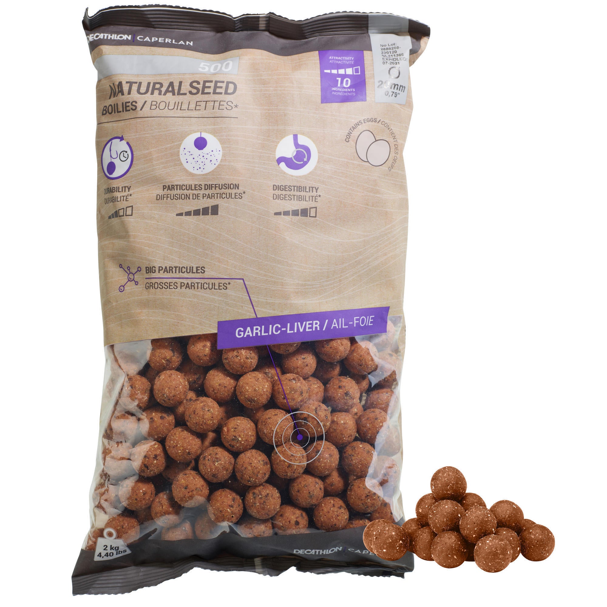 Boilies Naturalseed Liver/Garlic 20mm 2kg CAPERLAN