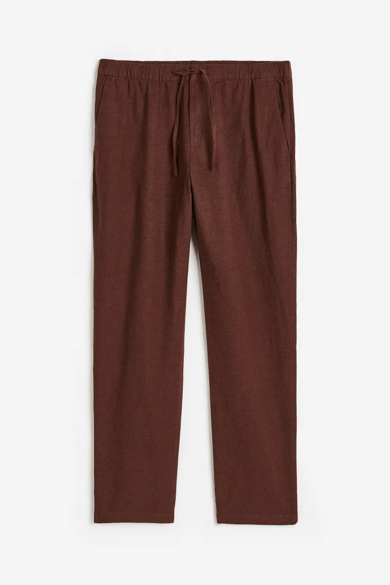 H&M Regular Fit Linen-blend trousers, brown