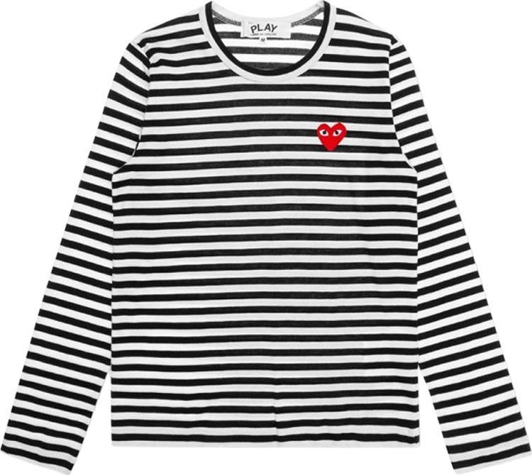 Comme Des Gar?ons Play Striped Heart Long-Sleeve T-Shirt 'Black/White', black