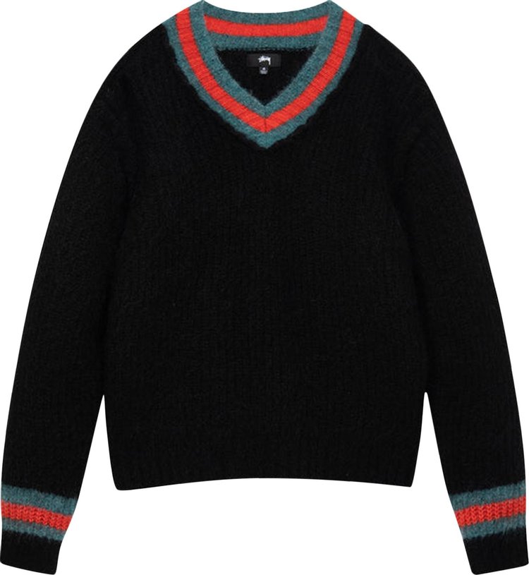 Stussy Mohair Tennis Sweater 'Black', black