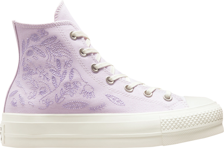 حذاء رياضي Converse Chuck Taylor All Star Lift Platform High Embroidered Floral من Converse للنساء - بنفسجي فاتح، أرجواني