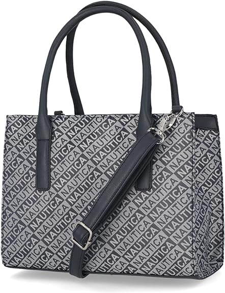 Women's Nautica Sandy Jr satchel.  Top Handel with detachable shoulder strap indigo jacquard