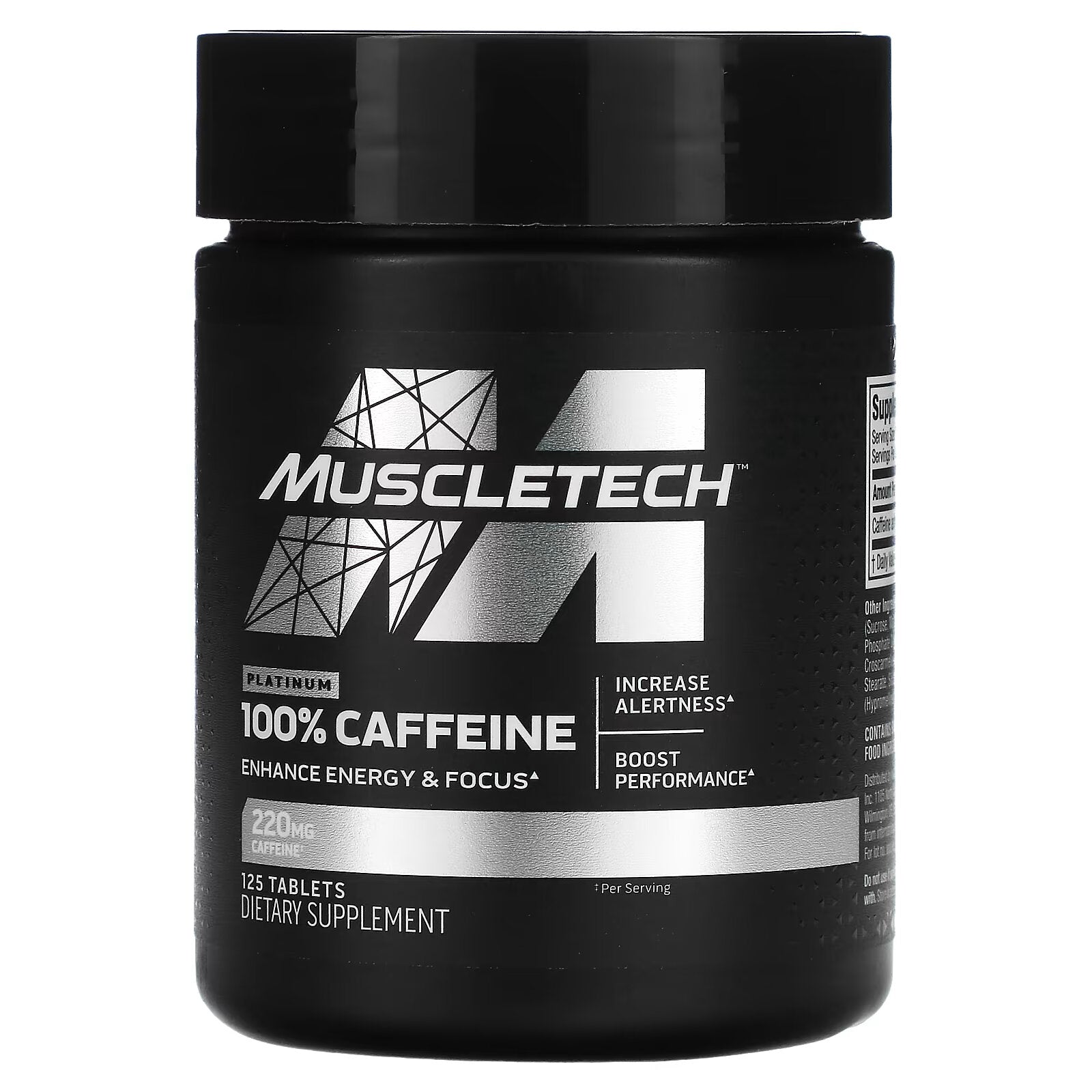 MuscleTech 100%, Platinum Caffeine 220 mg, 125 tablets