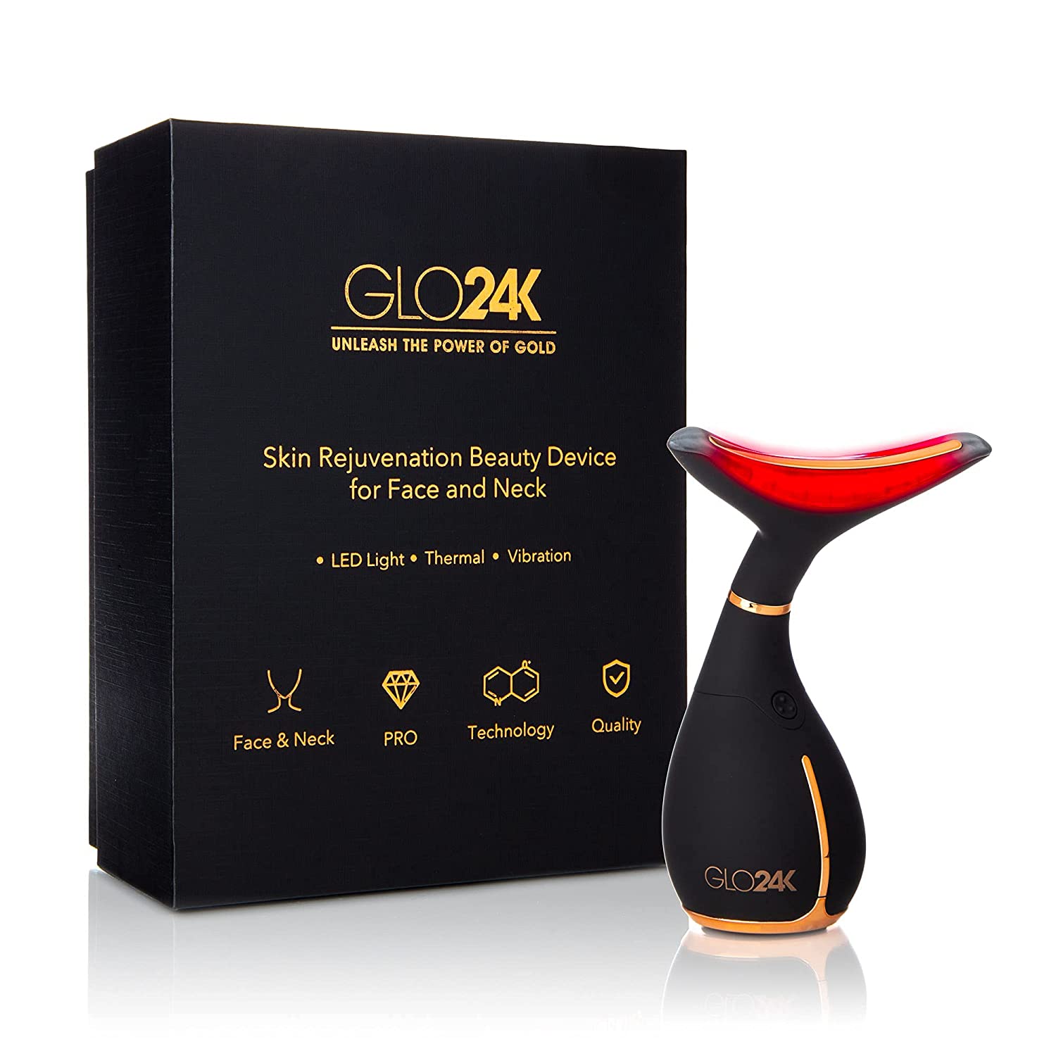 جهاز تدليك الوجه GLO24K، أسود