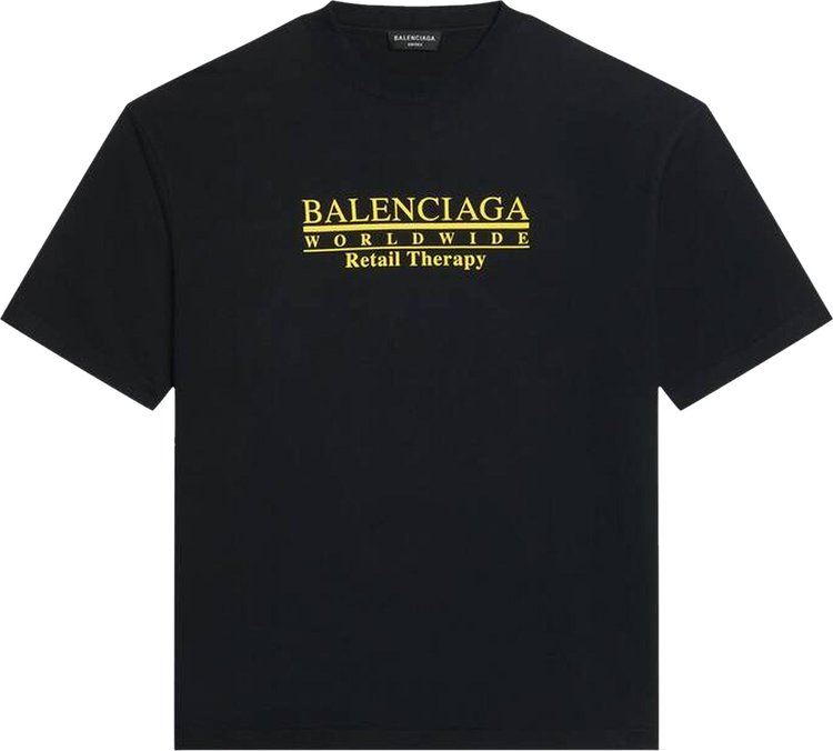 تي شيرت Balenciaga Retail Therapy متوسط ​​المقاس "أسود/أصفر"، متعدد الألوان