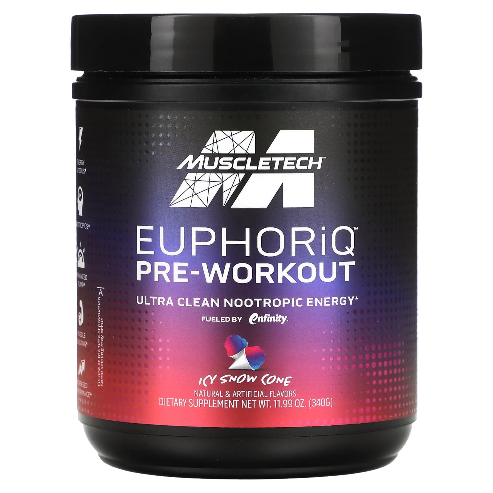 MuscleTech EuphoriQ Pre-Workout, Ice Cone, 340 g