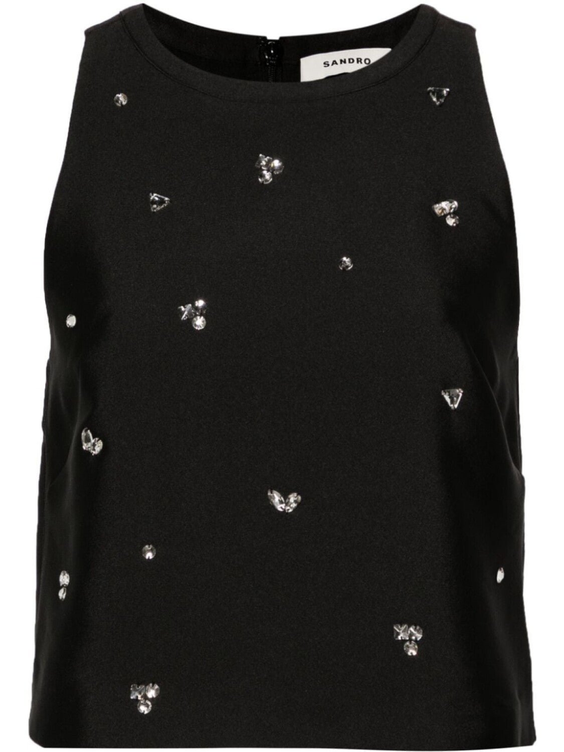 SANDRO top with crystals, black