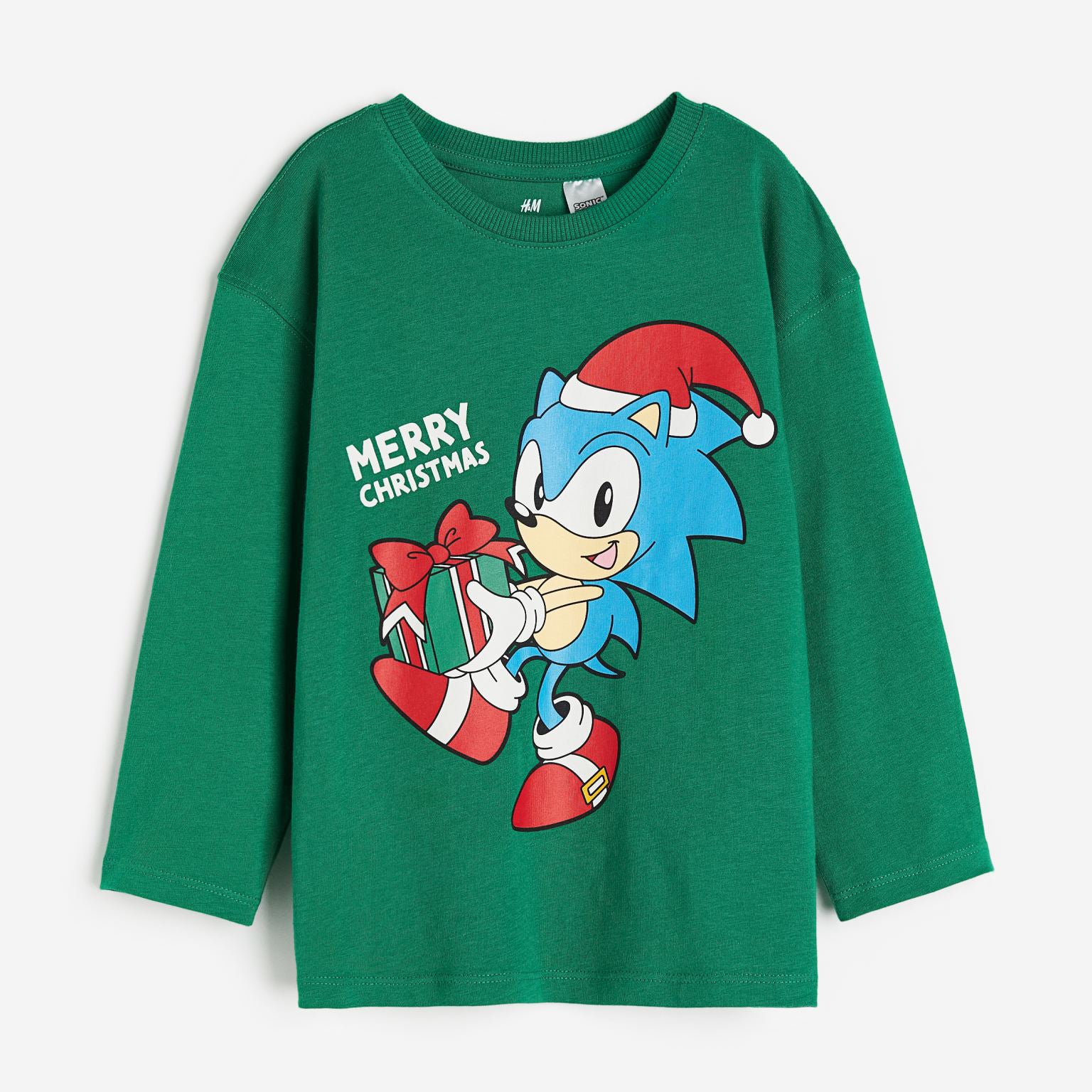 تي شيرت H&amp;M Sonic the Hedgehog بأكمام طويلة، أخضر