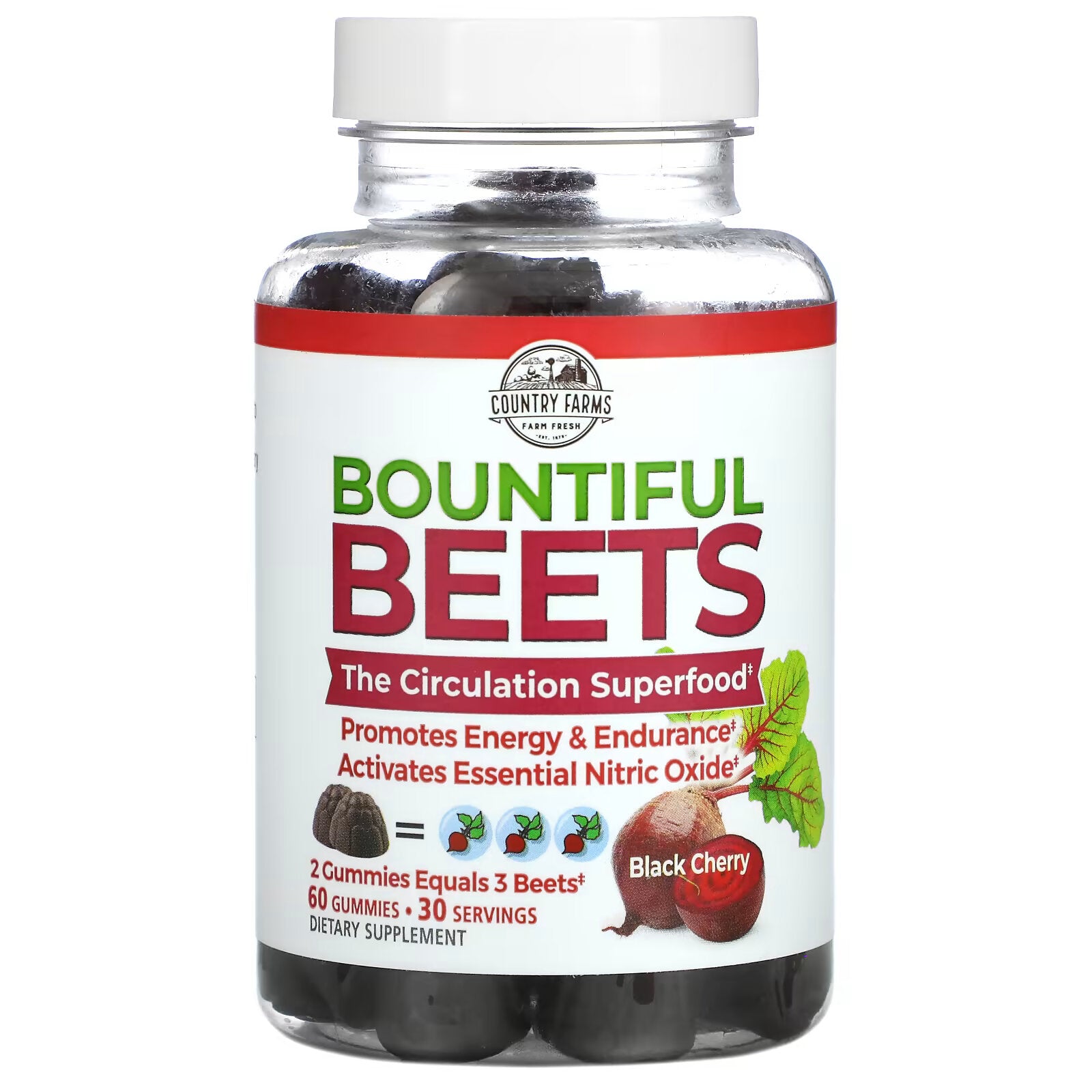 Country Farms, Beet Gummies, Black Cherry, 60 Gummies