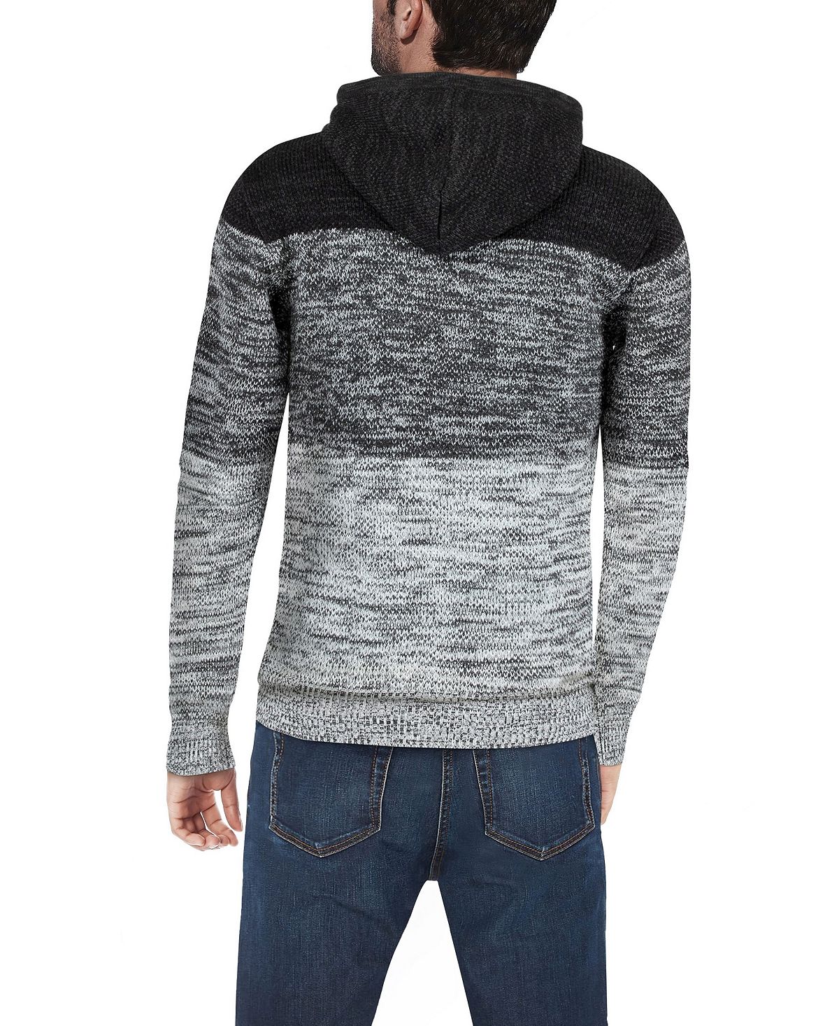 Men's X-Ray Color Block Hooded Sweater, White