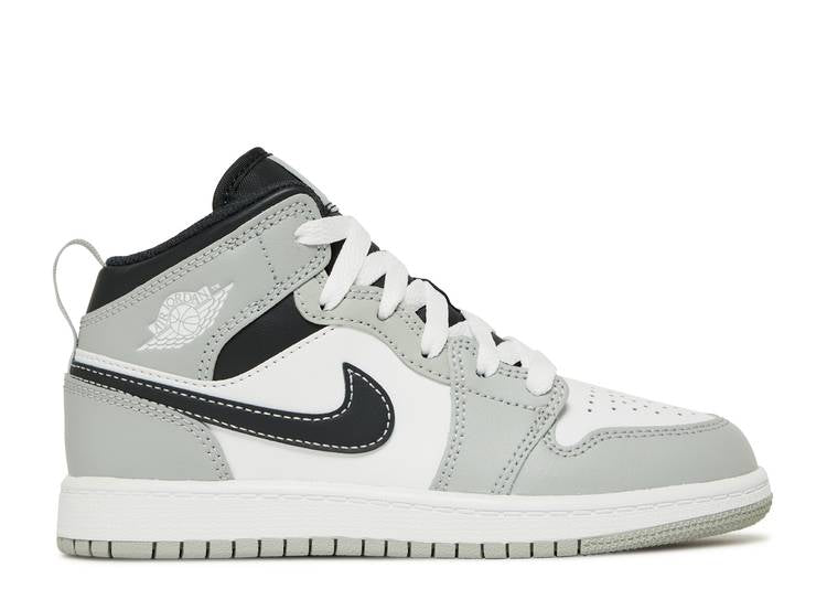 حذاء رياضي AIR JORDAN 1 MID PS 'LIGHT SMOKE GRAY'، رمادي