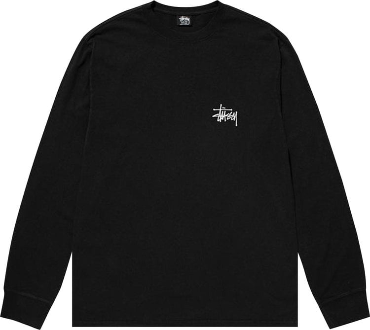 Stussy Basic Pigment Dyed Long-Sleeve Tee 'Black', black