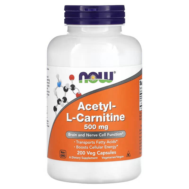 NOW Foods Acetyl-L-Carnitine 500 mg، 200 كبسولة نباتية