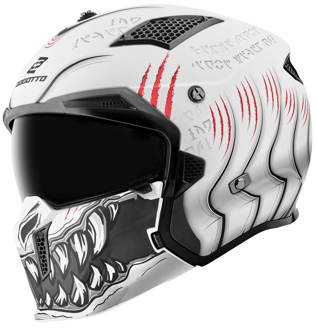 Bogotto Radic helmet with sun visor, white/red/black